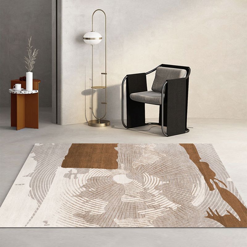 Modern Dark Brown Rug Polyester Contrast Color Rug Washable Rug for Drawing Room