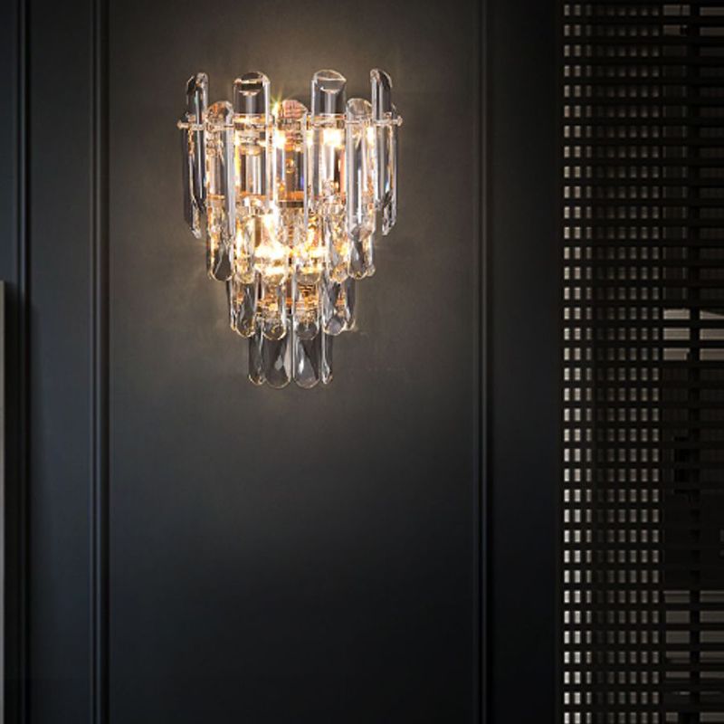 Geometric Shape Crystal Wall Sconces Modern 2-Lights Wall Mount Light Fixture