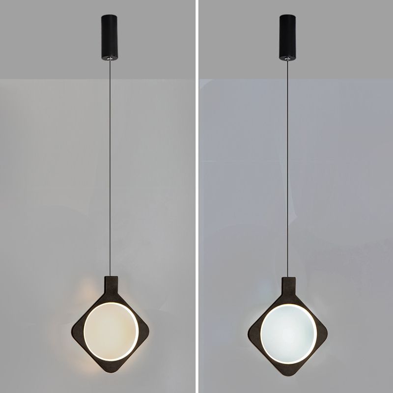 Black Geometrical Shape LED Pendant Lamp Modern Minimalist Metal Hanging Lamp for Living Room