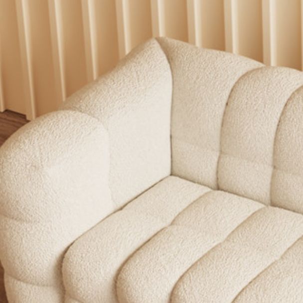 Contemporary White Wool Sofa with Tufted Back and Tuxedo Arm