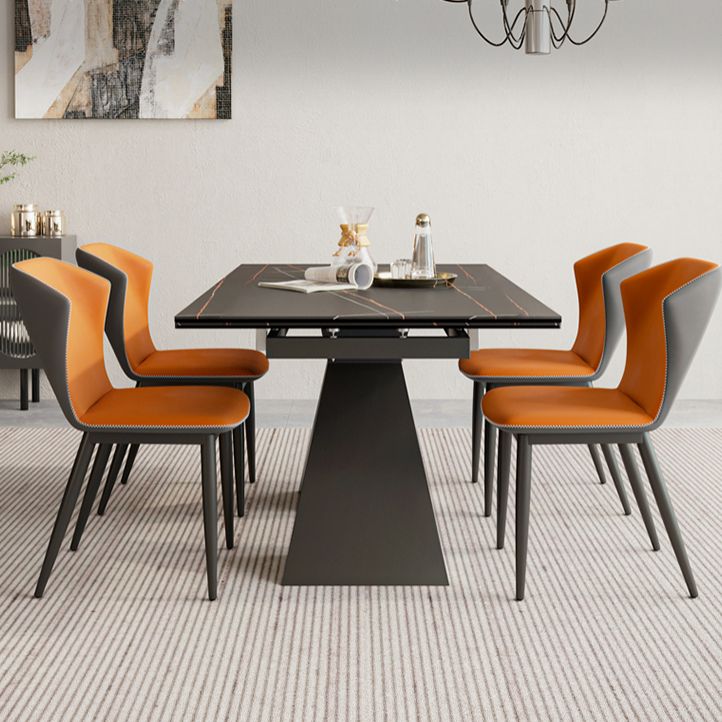Modern 1/4/5/7 Pieces Dining Set Rectangle Black Dining Table Set for Home Use