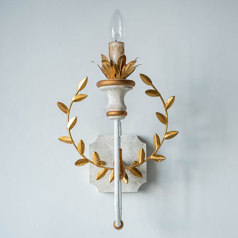 Candle Shape Wood Wall Sconces Modern 1-Light Wall Mount Light Fixture in Gold