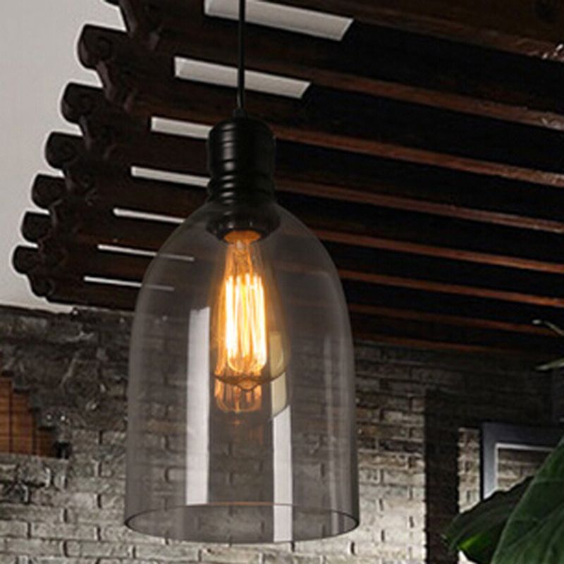 1 Light Bell Pendant Lamp Industrial Minimalist Clear Glass Hanging Lamp Kitchen Sink