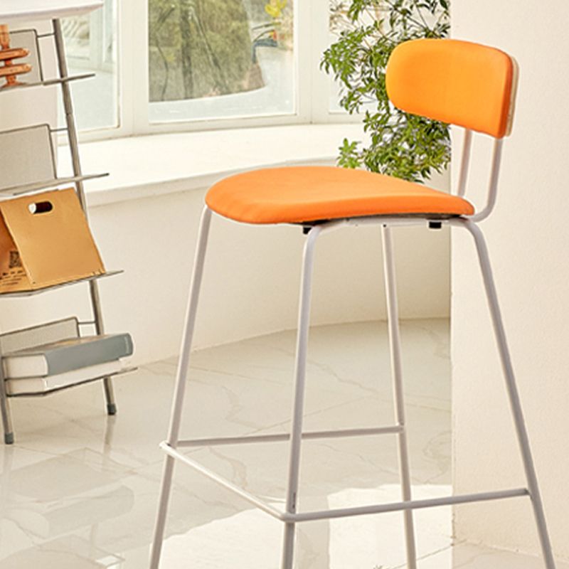 Modern Backrest Armless Counter Stool Leather Upholstered Bar Stool with Metal Base