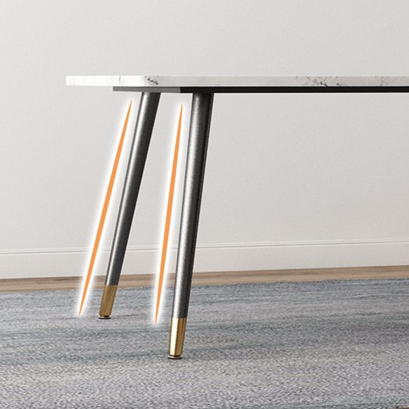 Minimalist Sintered Stone White Dining Set Standard Rectangle Shape Dining Set for Kitchen