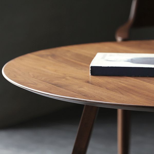 Table à manger ronde à Double piédestal, décontractée, couleur bois, fixe, en bois massif de pin