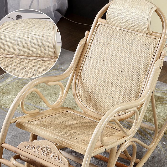 Traditional Rocking Chair Wicker Solid Color Built-in Armrest Indoor Rocking Chair
