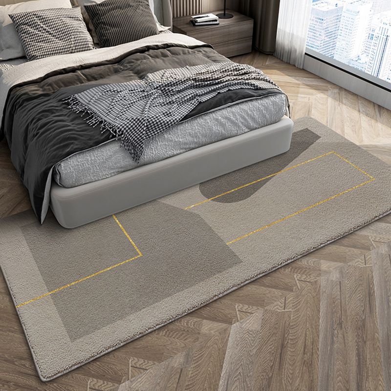 Grijs geometrisch patroon tapijt Modern polyester gebied Rug vlekbestendig vloerkleed voor slaapkamer