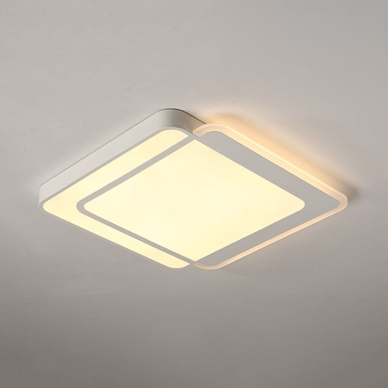 Square / Rettangolare Flush Massimale Light Minimo Acrilico White LED Flush - Mount Light Fixture in Warm / White/3 Color Light