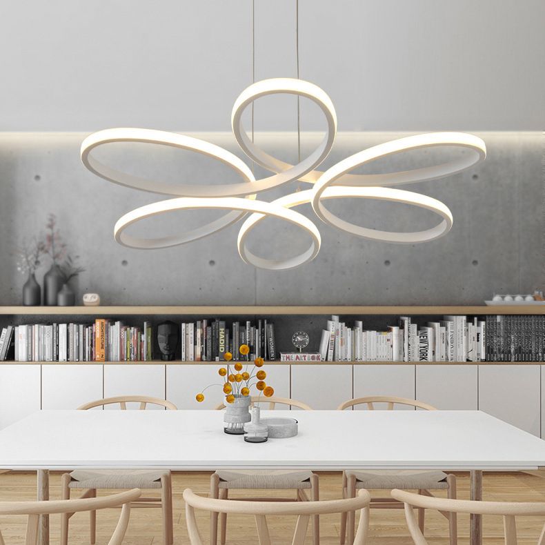 Wit LED lineair hanglampje in moderne creatieve stijl smeedijzeren hangende lamp met acrylschaduw