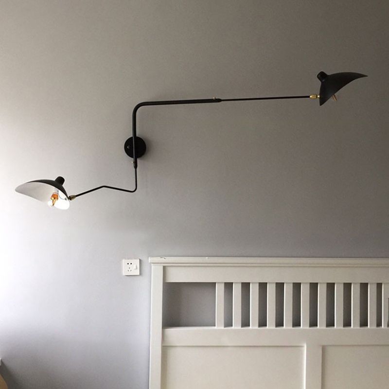 Black Modern Wall Sconce Geometric Shape Wall Light with Metal Shade for Bedroom