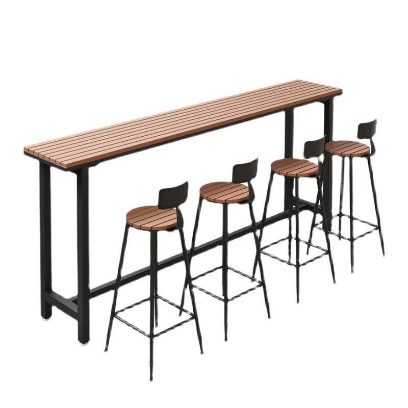 Brown Rectangle Bar Table Contemporary Bar Table with Trestle Base