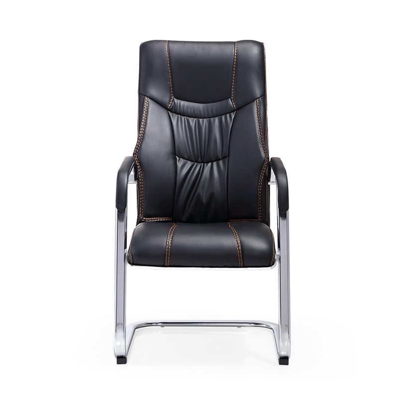 Faux Leather Task Chair Modern High Back Office Chair with Fixed Arms