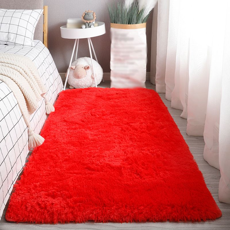 Contemporary Plain Living Room Carpet Polyester Indoor Rug Friendly Washable Shag Area Rug