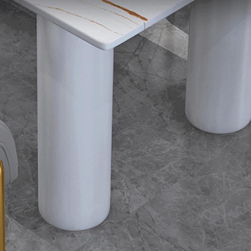 Modern Stone Top Table for Restaurant Oval Table with White Tripod Base