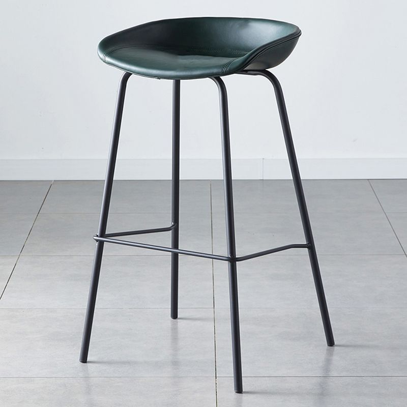 Industrial Metal Distressed Barstool Indoor Tall Stool with Leather Seat
