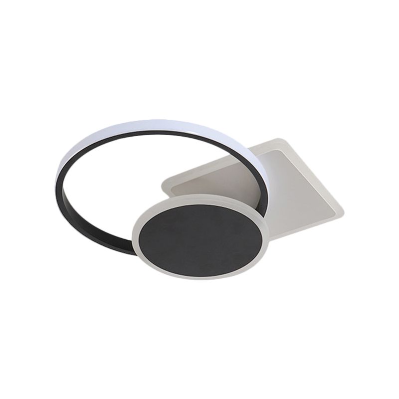 Acrylic Circular and Square Flush Mount Simple Style LED Black Ceiling Lamp in Warm/White Light, 16.5"/20.5" Width