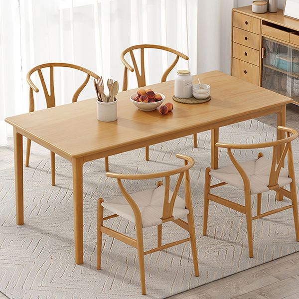 Rectangle Simplicity Dining Table Wood Color Fixed Table of Pinewood Solid Wood