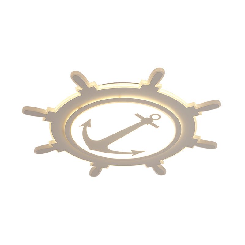 Rudder Baby Room Flush Mount Lamp Acrylic 16.5"/20.5"/24.5" Width LED Kids Close to Ceiling Light in Blue/White, Warm/White Light