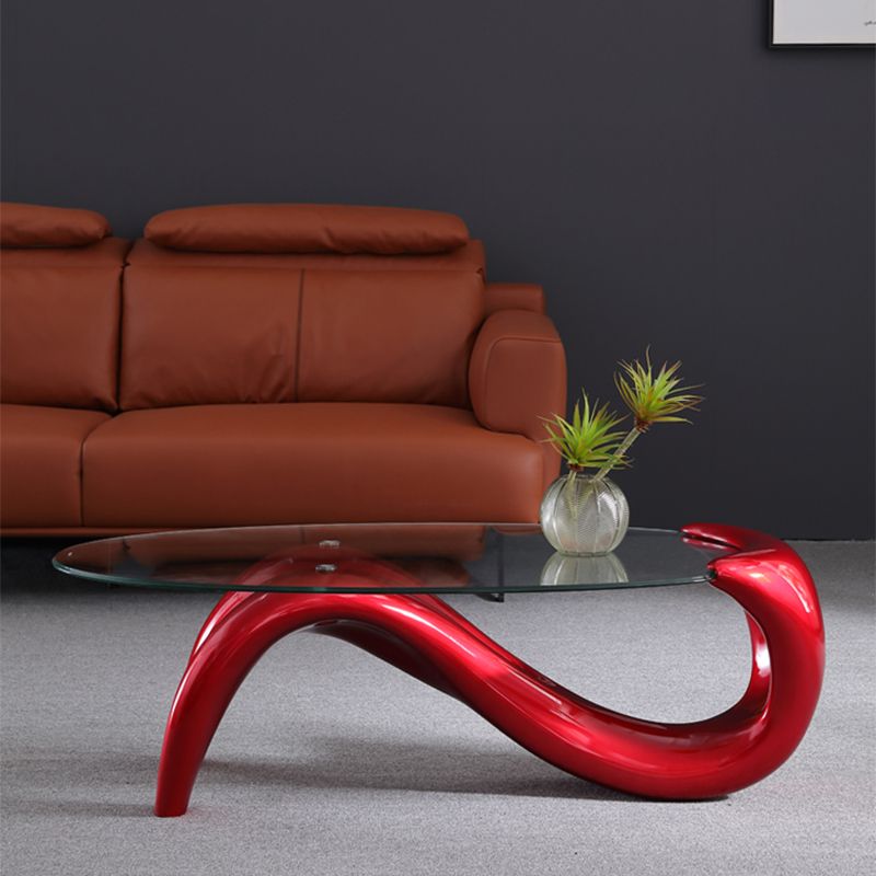 Abstract Coffee Table Contemporary Glass 15.7" Cocktail Table