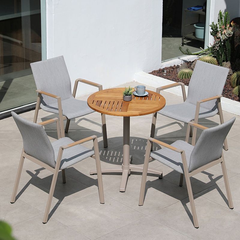 Contemporary Round/Rectangle Coffee Table Teak Folding Water Resistant in Brown