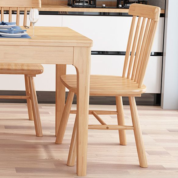 Minimalist Brown Standard Dining Set Rectangle Shape Solid Wood Dining Set with 4 Legs Table