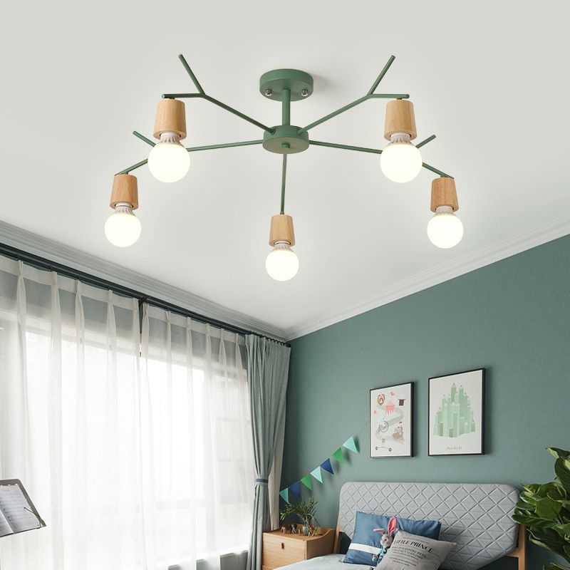 Branch Shape Living Room Chandelier Metal Multi Heads Nordic Stylish Pendant Light