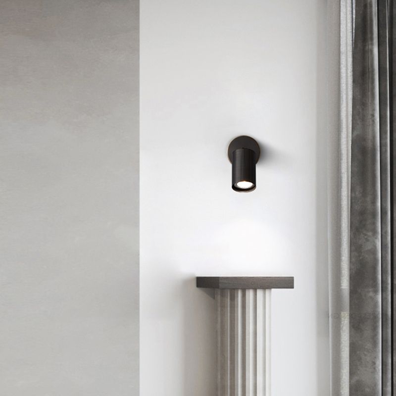 Half Cylinder Shade Metal Wall Sconce Modern Style 1 Light Wall Mount Lighting in Black