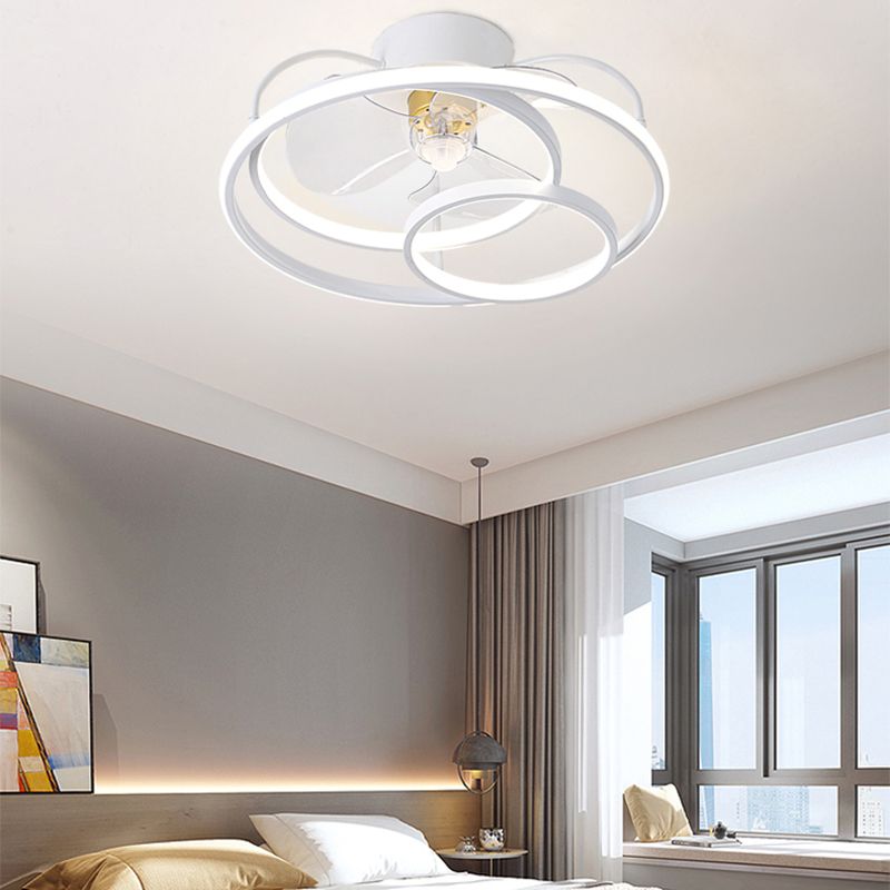 Minimalistische Halo -Ring -Form -Lüfterbeleuchtung Metall Schlafzimmer Halbblöcke Deckenleuchte