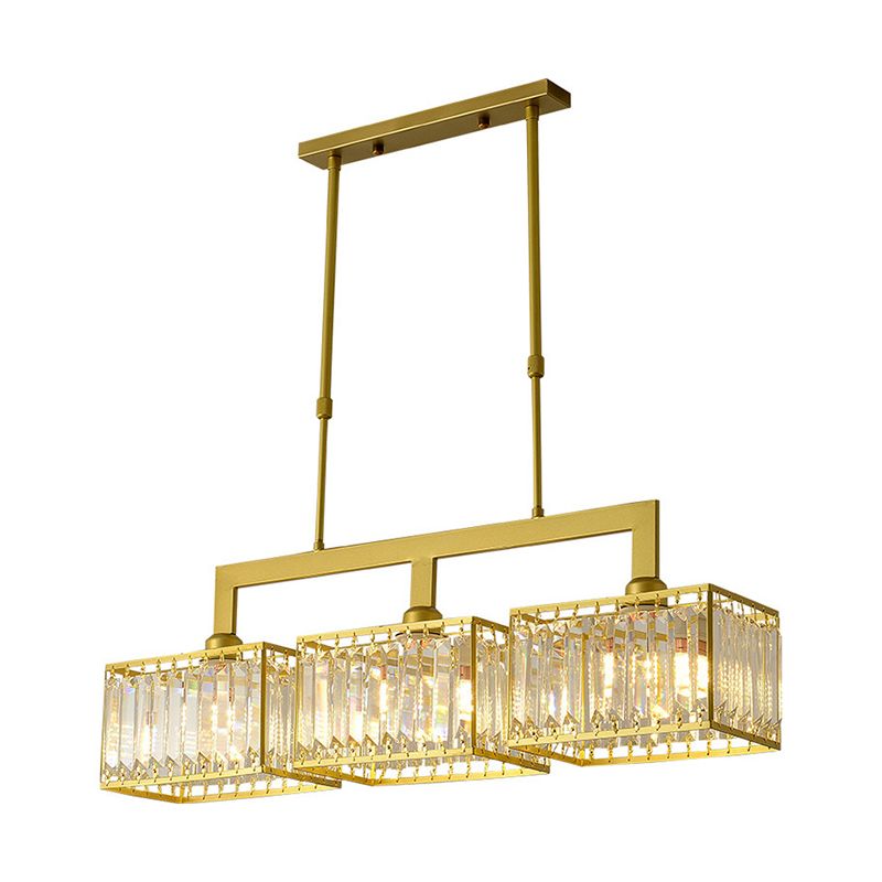 Luxury Rectangular Shade Pendant Light, Simple Crystal Pendant Lighting for Dinner Table