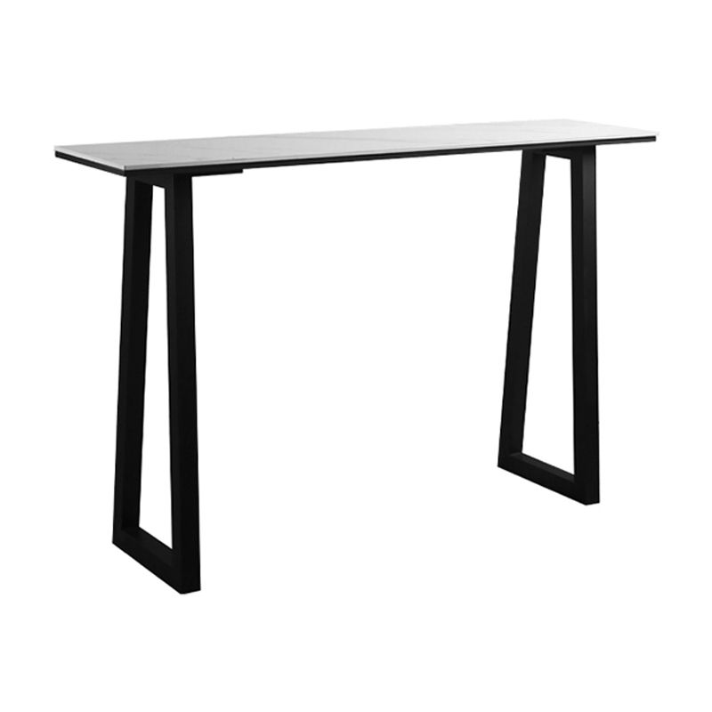 Industrial Rectangle Indoor Bar Dining Table White Stone Bistro Table Fixed Table