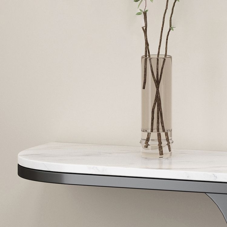 Modern 31.5" Tall Accent Table Stone Half Moon Console Table