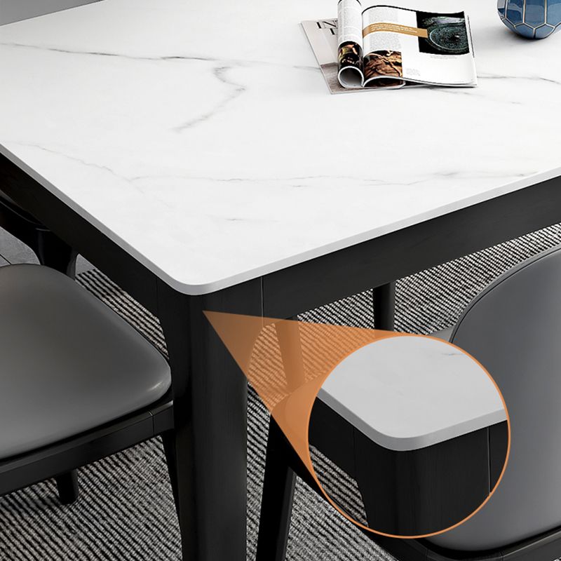 Contemporary Dining Set with Sintered Stone Dining Table and Cushion Chairs