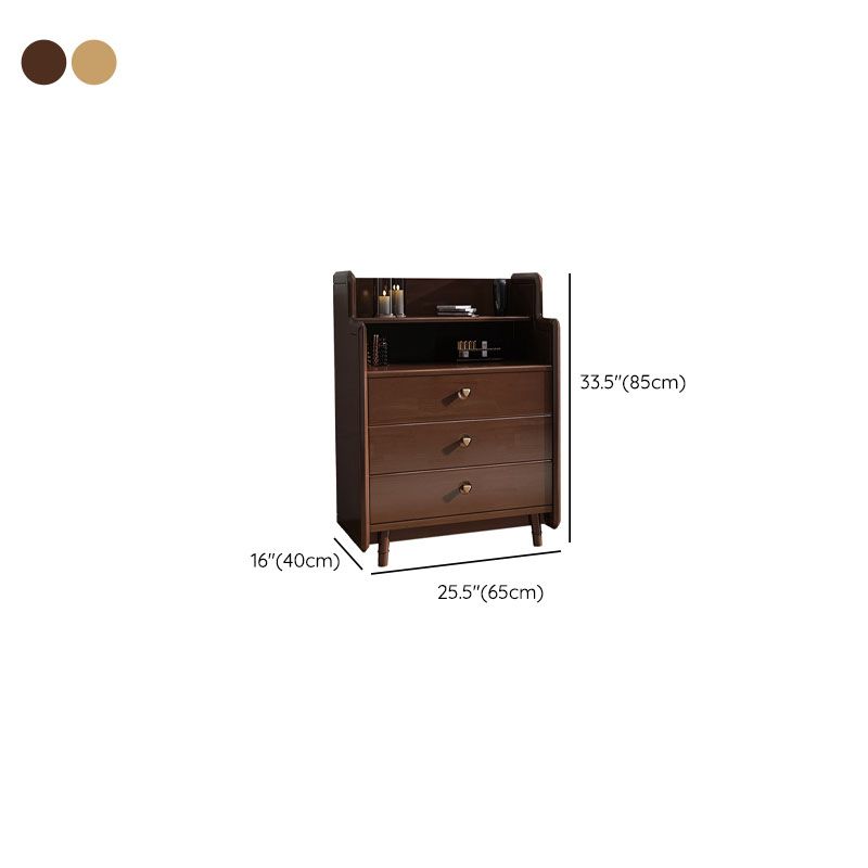 Glam Vertical Solid Wood Storage Chest Bedroom Chest with Drawers