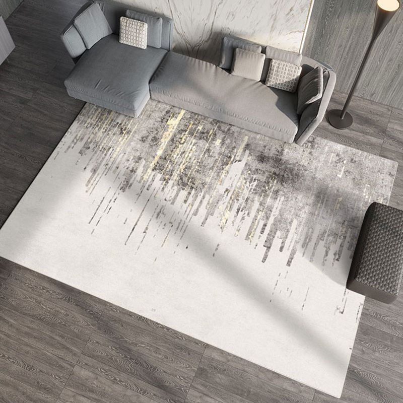 White Tone Comfort Area Carpet Polyester Gradient Traces Indoor Rug Easy Care Carpet for Living Room