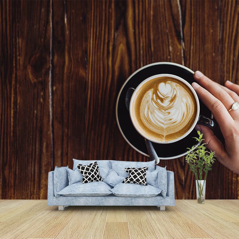 Aromatic Coffee Mural Wallpaper Contemporary Mildew Resistant Commerce Shop Decoration
