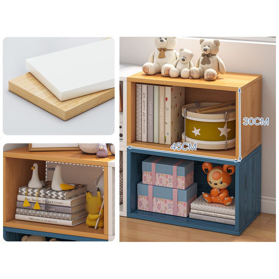 Closed Back Wooden Bookshelf Modern Living Room Horizontal Bookcase