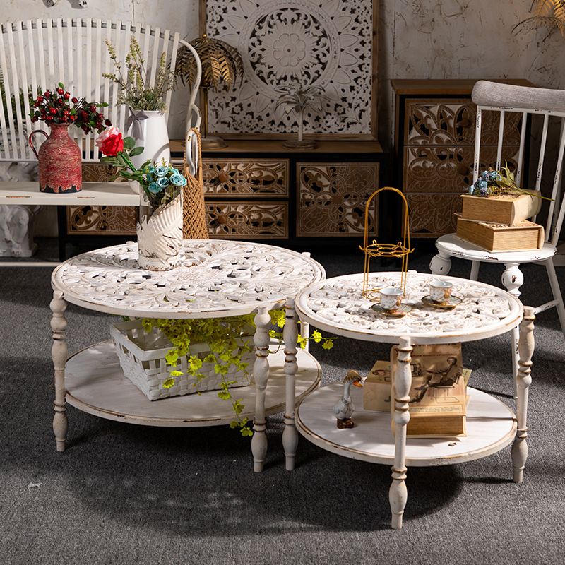19"H French Country Side Table Metal Round Accent Side Table
