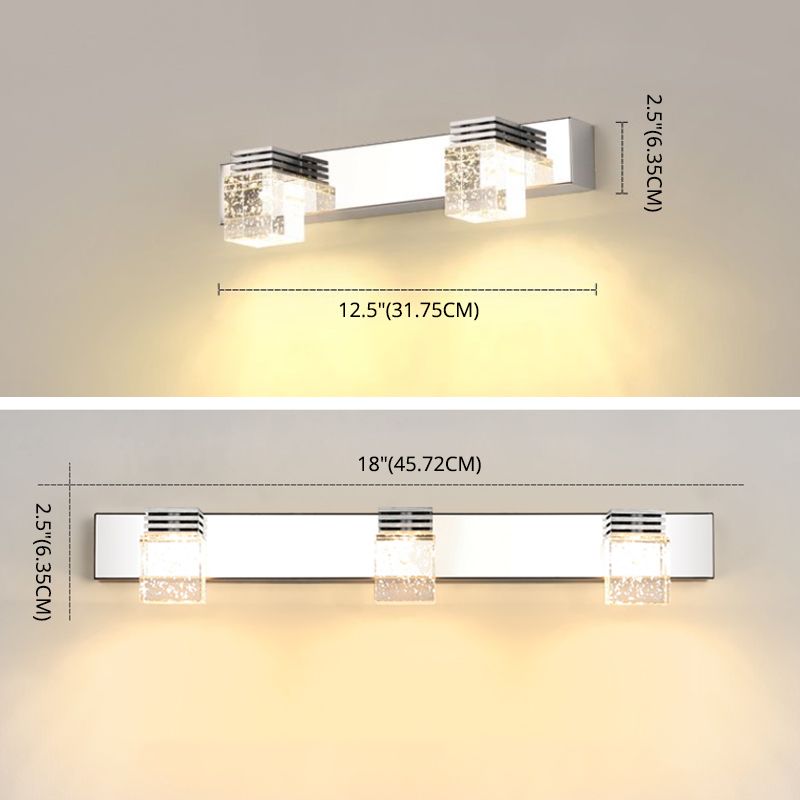 Modern Minimalist Style Cubic Vanity Wall Light Fixtures Crystal Vanity Mirror Lights for Bathroom
