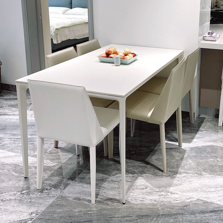 Modern White Sintered Stone Dining Table Rectangle Shape Standard Dining Table for Kitchen