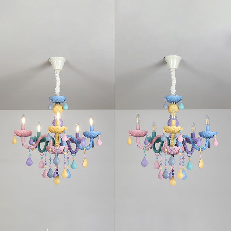 Multi Light Candle Branch Hanging Pendant Modern Style Crystal Hanging Lighting