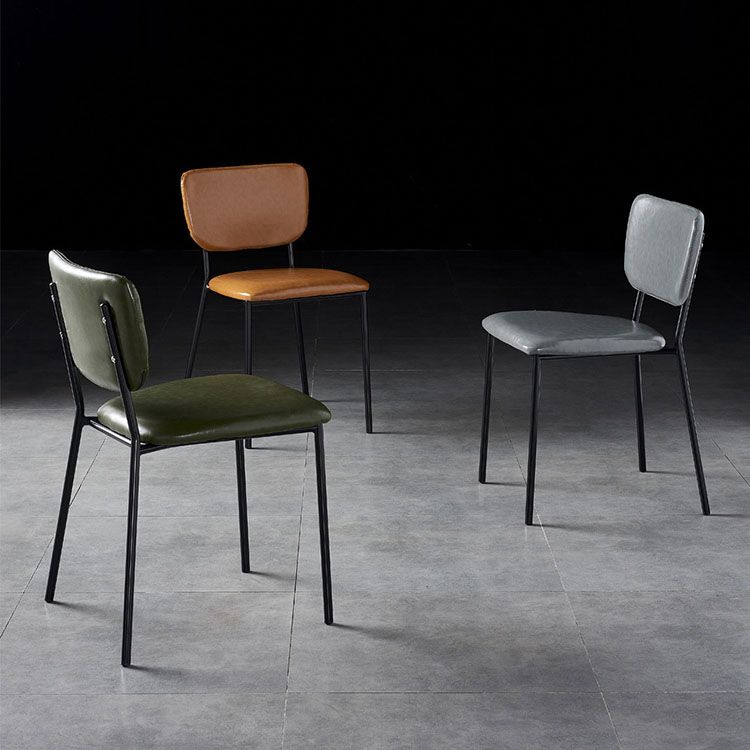 Sillas de comedor de estilo nórdico, sillas apilables sin brazos con respaldo abierto y patas de metal