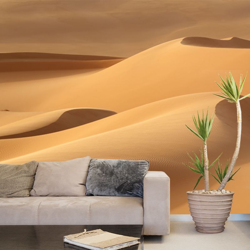 Whole Desert Mound Wallpaper Mural for Home Nature Landscape Wall Art in Yellow, Washable