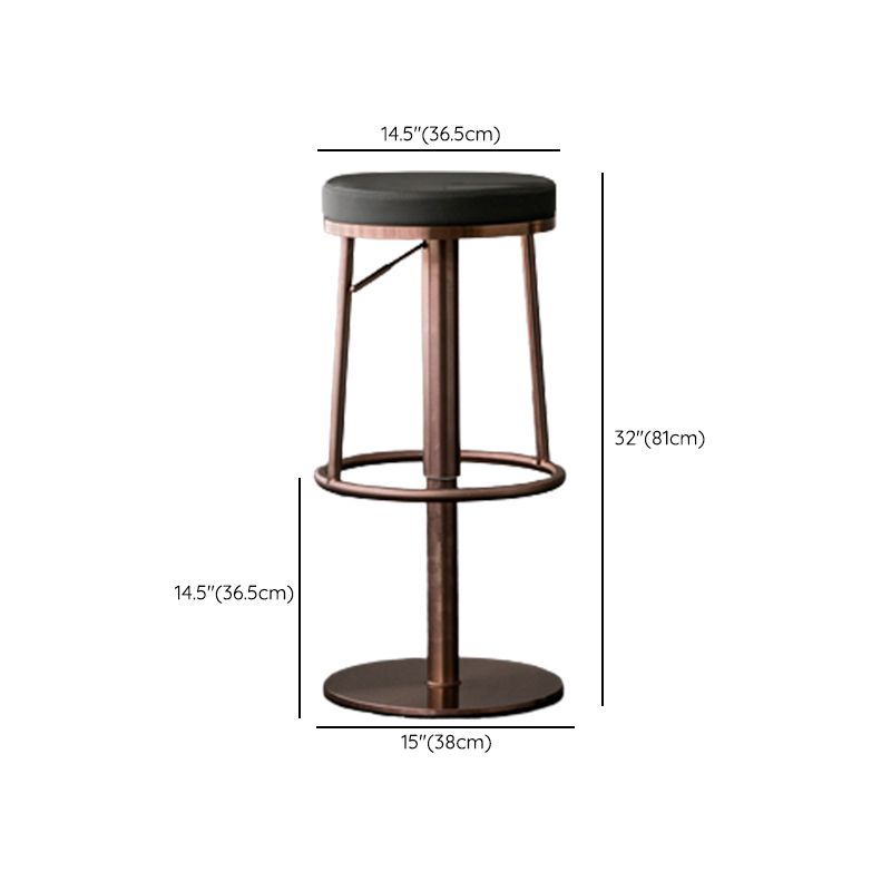 Modern Style Adjustable Counter Stool with Leather Cushion and Single Leg