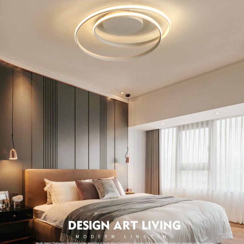 Metal Rings Semi Flush Mount Light Fixture Modern Bedroom and Living Room Semi Flush Mount Light Fixture