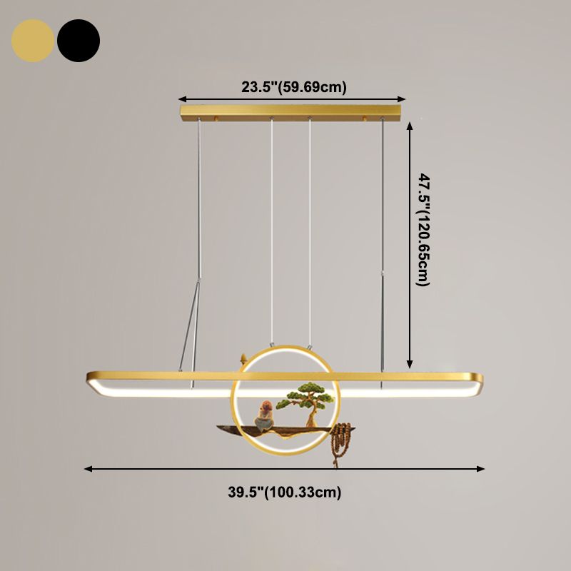Aluminum Hanging Lights Rectangular Island Lighting Fixture for Dining Room