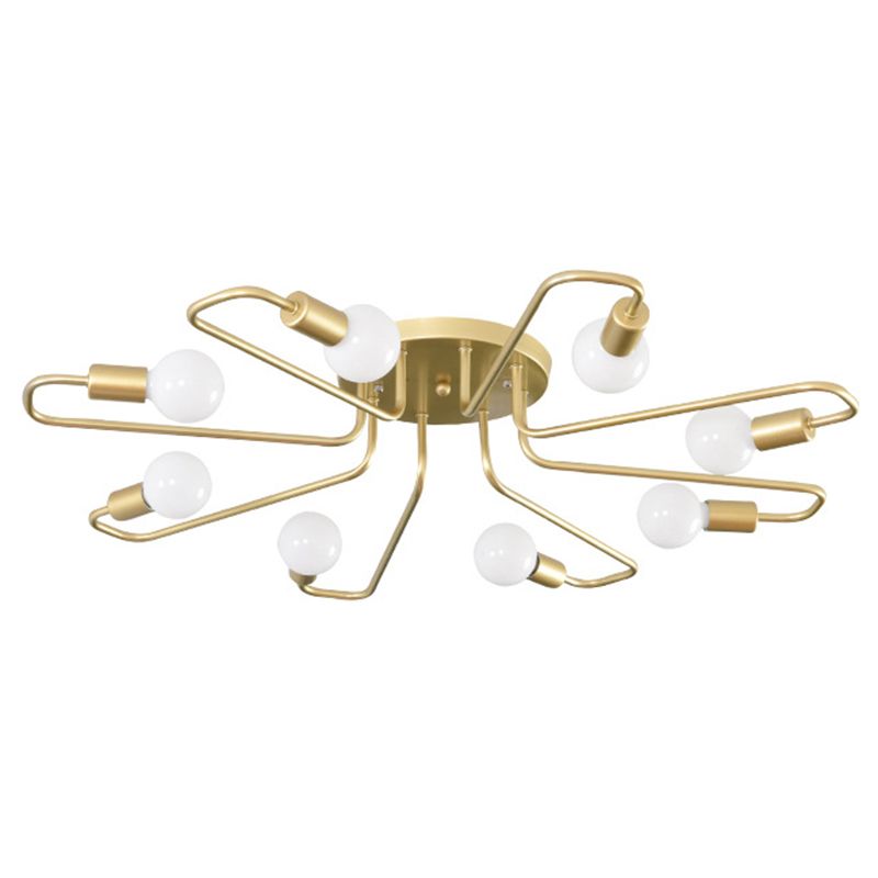 Sputnik Metal Semi Flush Mount in Industrial Retro Style Ceiling Fixture for Living Room