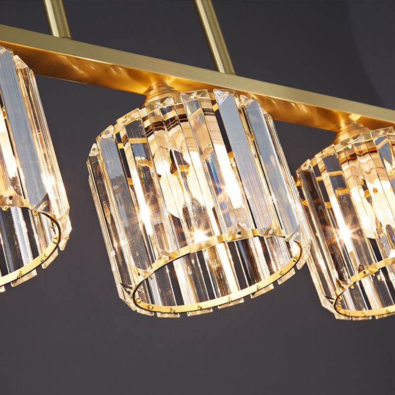 Contemporary Style Cylinder Shape Island Lights Crystal Island Lighting