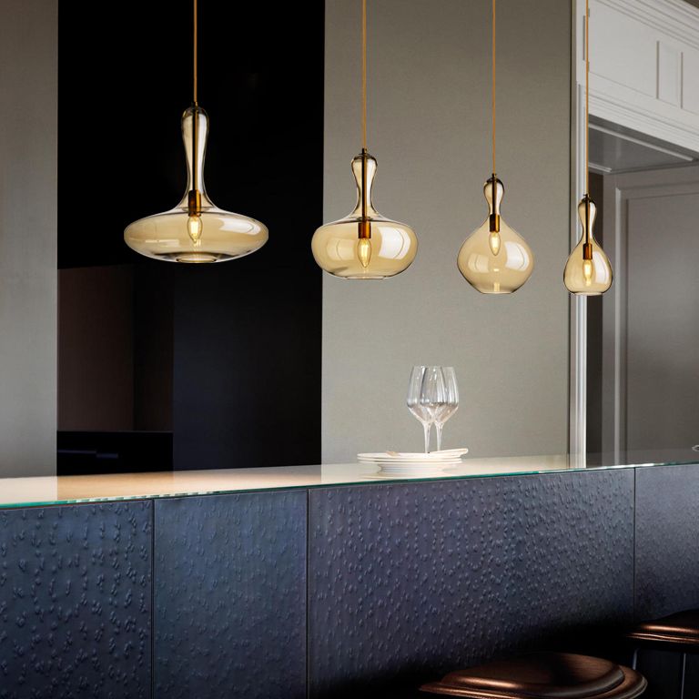 1 Head Restaurant Suspension Beleuchtung moderner Anhänger Licht mit Tröpfchenbernglasschatten