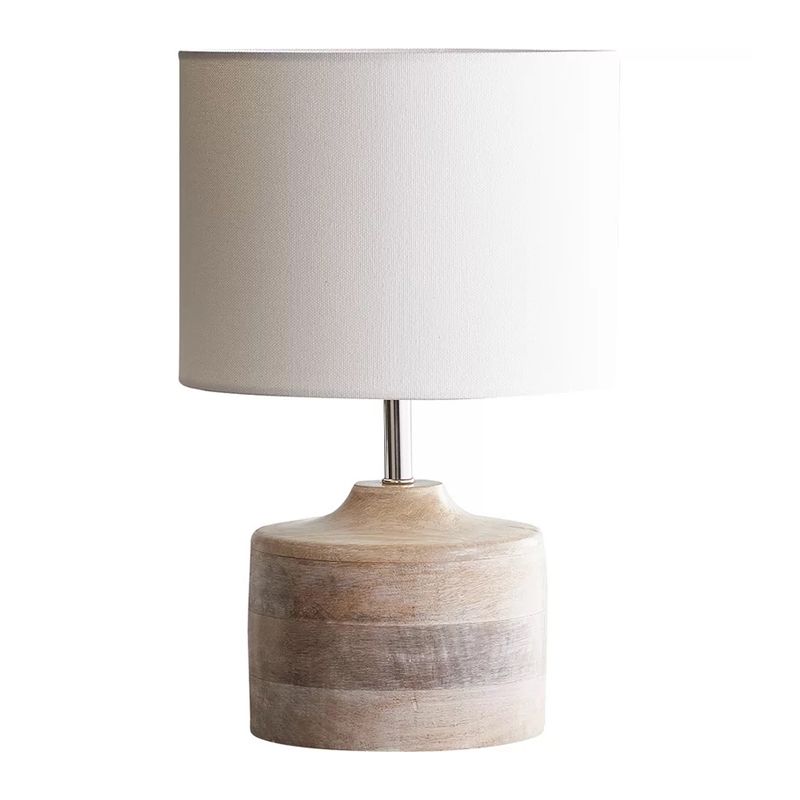 White Drum Shade Nightstand Lamp Retro Style Fabric 1-Bulb Bedside Reading Book Light